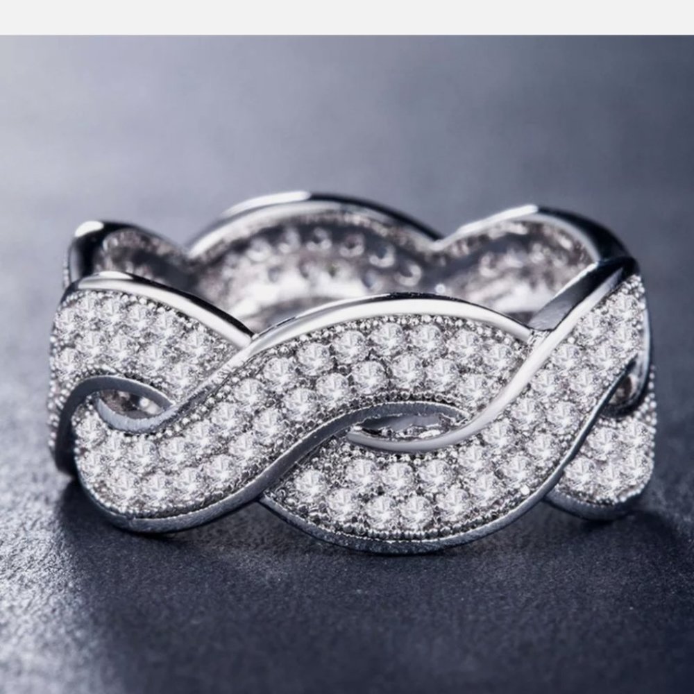 New Infinity 925 Silver Ring Cubic Zirconia Stone - Picture 4 of 4